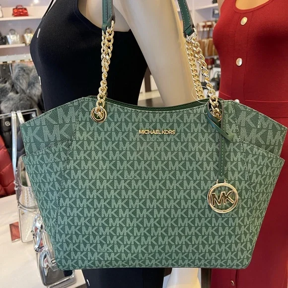 MICHAEL KORS JST Lg Chain Shoulder Tote & Double Zip Wristlet Wallet
Moss
NWT - Picture 15 of 16